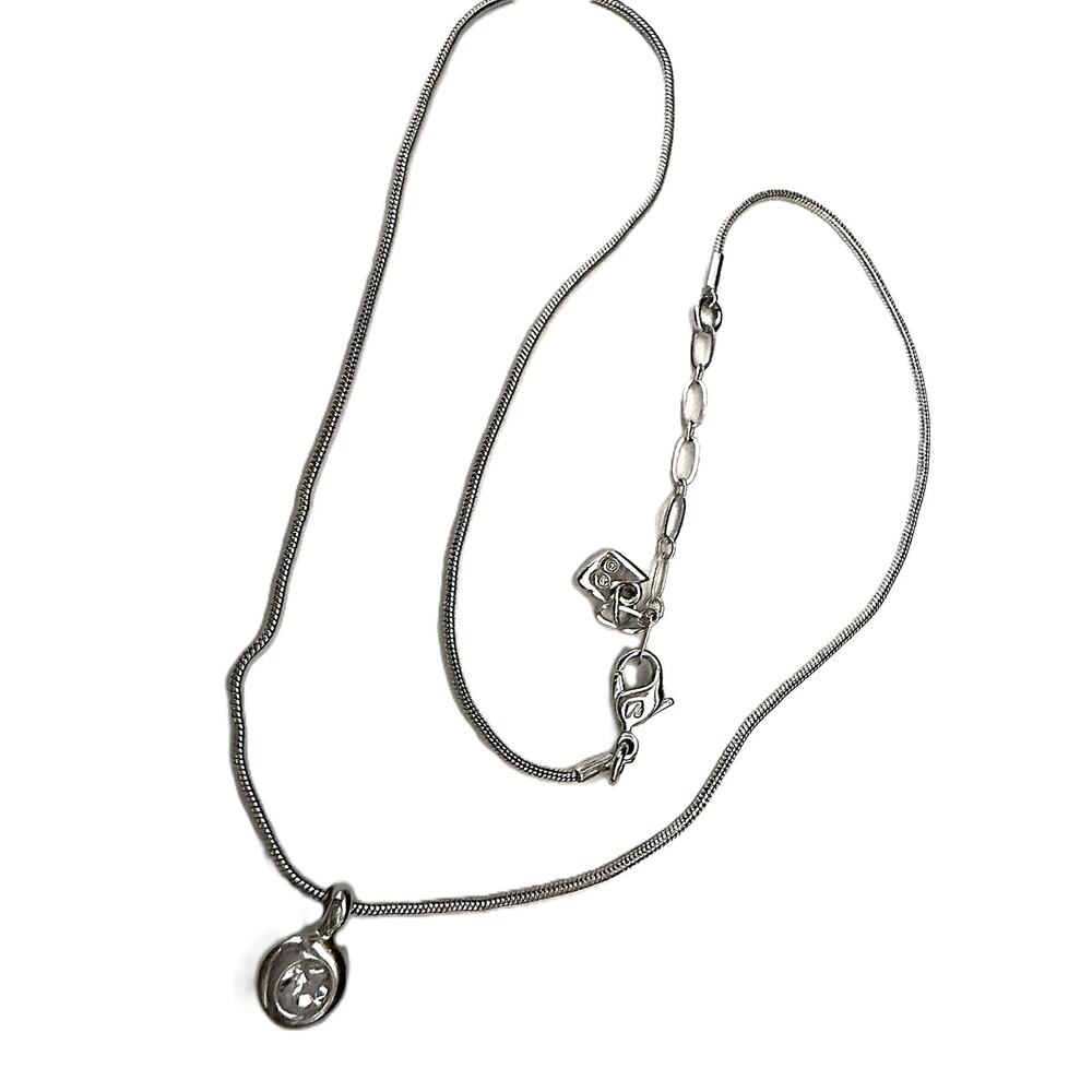 Branded Swarovski Sterling Silver Necklace Round Crystal Pendant Adjustable - Picture 1 of 4